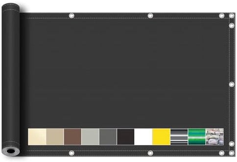 Timizi Copri Ringhiera Balcone 90x150cm, Frangi-Vista per Balcone Asciugatura Veloce Telo Oscurante Facile da Pulire per Recinzione Giardino - Grigio Scuro
