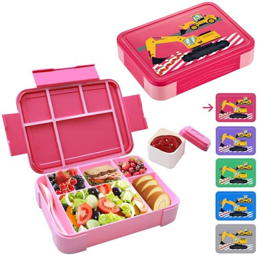 Waziwe Brotdose Für Kinder - Jungen Schule, Kindergarten, Mit Fächern, Bento Box, Lässig, Auslaufsicher, Butterbrotdose