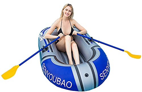WolFum Großes Schlauchboot-Set für Schwimmbad und See, inklusive Paddel, praktisches, tragbares aufblasbares Fischerboot für 1 Person, PVC-Ruderkajak