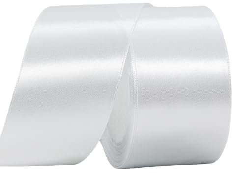 Satinband Weiß 50mm Breit Geschenkband Satin,22m Satinbänder Weiß Dick Schleifenband Dekoband Seidenband Geschenkverpackung Stoffband Geschenkbänder für Dekorieren Basteln Kleid Hochzeit Geburtstag