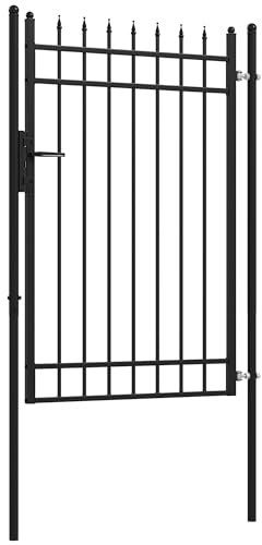 Outsunny Gartentor aus verzinktem Stahl, Gartentür mit Schloss Zauntor mit Türklinke, Schlüssel, Zauntür für Garten, 107 x 204 cm, Schwarz