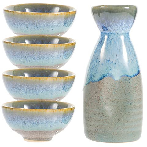 TOPBATHY 3 Sätze Sake-krug-Set Sake Topf Karaffen Mini-wasserflaschen Dekorativer Sake-Becher Glaswasserflasche Glasbecher Japanischer Sake-Topf Vintage Teetassen Weinset Jahrgang Keramik