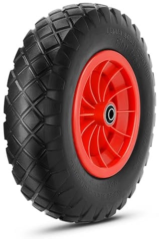 Trintion 16 Wheelbarrow Wheel 4.80/4.00-8 Pneumatic Trolley Wheel Load 100Kg Puncture Proof Solid Tyre with 16mm Bore Heavy Duty Replacement Tire for Garden Trolley Trailer Wheelbarrows Truck (1pcs)