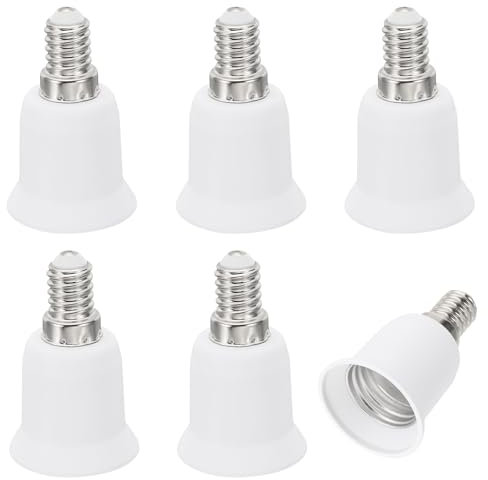 PATIKIL E14 to E26/E27 Light Socket Adapter, 6pcs Lamp Holder Convert Screw Base Converter for Halogen CFL Light Bulb, White