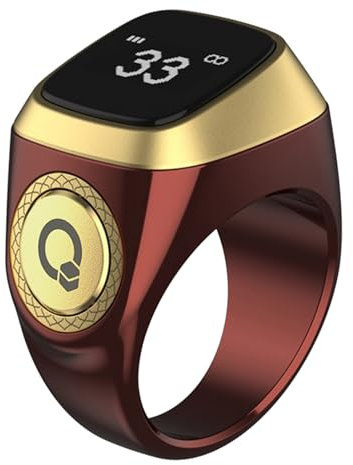 Al salama Smart Tasbih Zikr Ring, 20mm Muslim Digital Azan Wecker, Tasbih Zähler Smart Ring (Rot)