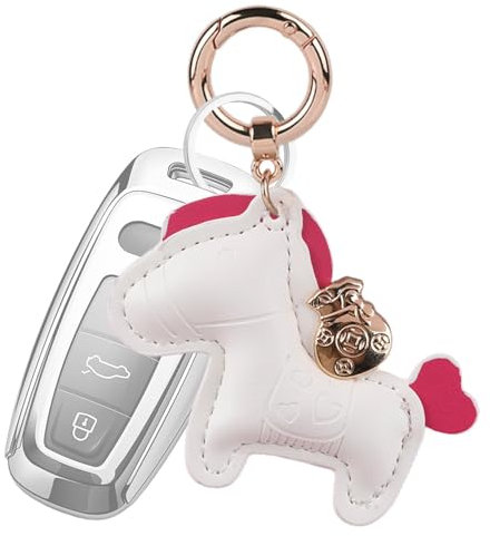 Porte-clés de cheval en cuir, porte-clés de petit cheval - Pendentif animal en cuir PU de dessin animé - Porte-clés polyvalent mignon, pendentif Portable pour sac à dos, portefeu le,