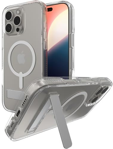 ZAGG Crystal Palace Snap KS, Graphen-verstärkte Hülle für iPhone 16 Pro Max [6.9-Inch] mit integriertem Standfuß, MagSafe-kompatibel, kein Vergilben, stoßfest, Rückabdeckung (Transparent)