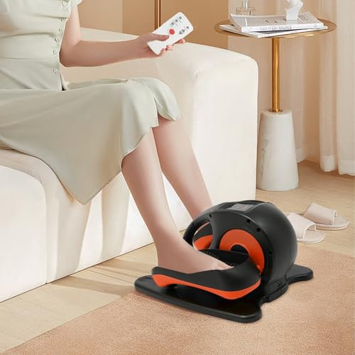 Under Schreibtisch Ellipsentrainer, 5 Geschwindigkeit Einstellbarer Geschwindigkeits mit Fernbedienung & LCD-Bildschirm, Sitzende Pedal Exerciser zur Beine Erholung für Jugendliche Senioren (Orange)