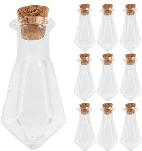 Amosfun Mini-Glasflaschen Mit Korkstopfen 10 StüCk Kleine FläSchchen FüR Diy Bastelarbeiten Und Miniaturwelt Puppenhaus Dekoration
