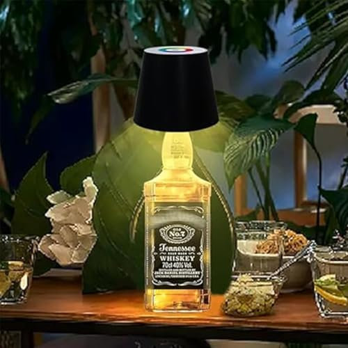 LED Akku Tischlampe Aufladbar Kabellose Flaschenleuchte Touch Tischleuchte Dimmbare Flaschenlampe mit Atem Licht, IP54 Wasserdichte, RGB Farben, für Innen Außen Bar Restaurant Tisch Deko (Schwarz)