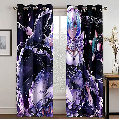3D Cartoon Süßes Dienstmädchen Muster Thermogardine Wohnzimmer Ösenvorhang Blickdicht Weihnachts Verdunkelungsvorhang Für Schlafzimmer Kinderzimmer Fensterdekoration 2Er Set 160x140cm(HxB)