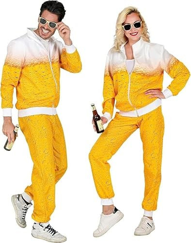 korifejus Bier Anzug 80er Jahre - Retro Kostüm Trainingsanzug, Herren Jogginganzug für Oktoberfest, Motto Party, Fasching, Karneval, Vintage Party-Outfit, Spaß Verkleidung (L/XL)