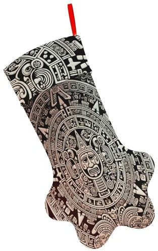 Weihnachtssocken, Maya-Kalender, bedruckte Weihnachtssocken, Hunde- und Katzenpfoten-Weihnachtssocken