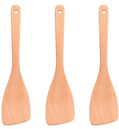 3 Pieces Wooden Spatula, Long Handle Wooden Spatula, Pan Frying Spatula, Cooking Aid Spatula, Kitchen Utensils