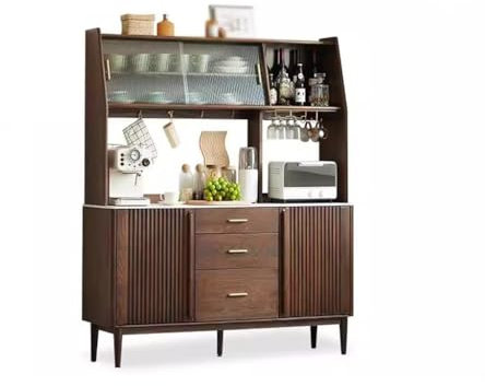 Massivholz Buffetschrank Küche Aufbewahrung Sideboard Modern Eiche Integrierter Hochschrank