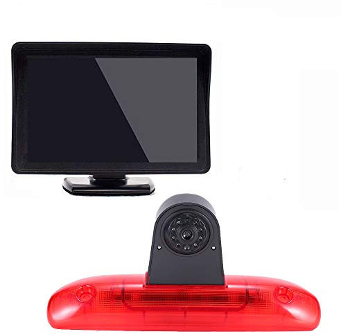 Mit 4.3 Zoll LCD Monitor, Nachtsicht HD Doppelkameras Einparkhilfe Kamera Bremsleuchte Rückfahrkamera Ersatz für FIAT Ducato 244 Bus Kasten/Peugeot Boxer/Citroen Jumper Relay 2002-2006 Bremslicht 3