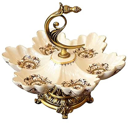 OXOAMP Ciotola da Frutta Vassoio for Snack compartimentato in Ceramica in Stile Europeo Villa Creative Candy Nut Fruit Plate Verdure