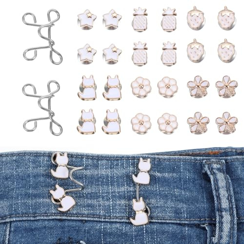 Lot de 12 pinces pour pantalon serré, taille réglable, épingles à boutons pour jeans, boutons amovibles, boutons sans couture pour femmes, jeans, pantalons, jupes