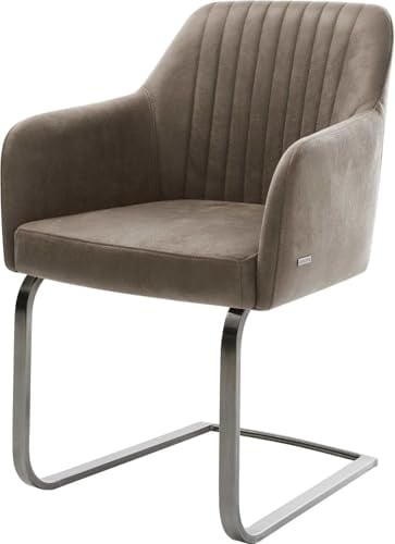 DELIFE Schwingstuhl Greg-Flex Freischwinger flach Graphit Mikrofaser Taupe Vintage Taschenfederkern