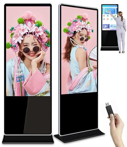 Display per Segnaletica Digitale Da 43/50/55/65 Pollici, Touch Screen, Display HD 1920 * 1080, Supporto Wi-Fi/Disco U/Schermi Divisi Multipli, Accensione/Spegnimento Temporizzato,50in