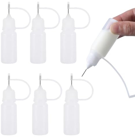 XYTAHDM 6stk Nadelflaschen, Tropfflaschen, 10ml Dropper Bottle, Dosierflasche, Quetschflasche Klein, Leimflasche Leer, Kleine Plastikflaschen Zum Befüllen (Weiß)