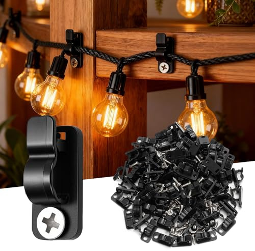 Zouwel 120Pack Fairy Light Hooks with Screws for Hanging Lights | Weatherproof, Outdoor Use, String Cable Clips, Christmas & Garden,for Hanging Lights Decorations