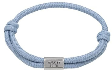 Armband Walk by Faith: Segeltau-Armband mit Gravur als Geschenk oder Inspiration; hochwertig graviert mit ermutigendem Vers auf Hangtag; zu Konfirmation, Kommunion, Firmung oder Geburtstag geeignet