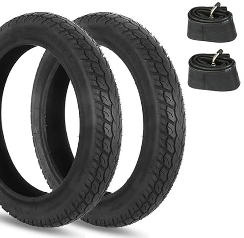 2PCS 14x2.125 Puncture Proof Electric Scooter Tire and Tube Set with Angled Valve Stem, Heavy Duty Butyl Rubber, All Terrain Tread for 14 Inch E-Bike, Kids Bike, Replacement Tire(2 PACK)