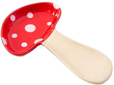 Cartoon Ceramic Mushroom Spoon Rest,Cute Spoon Rest for Kitchen Counter, Cooking Spoon Holder(Spoon Rest)