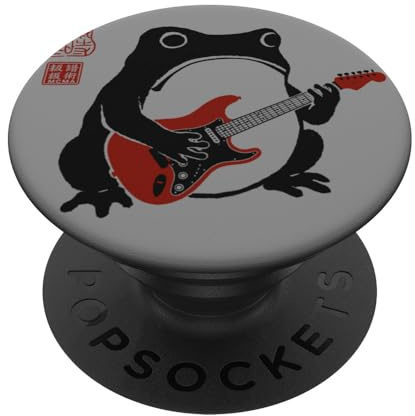 Lustiger Matsumoto Hoji Grumpy Frog Gitarre, Spieler, japanische Kunst PopSockets Klebender PopGrip