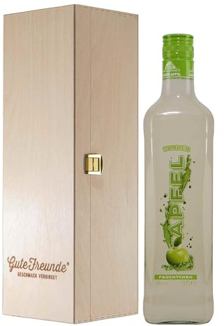 Bauernhaus Saurer Apfel Likör mit Geschenk-Holzkiste