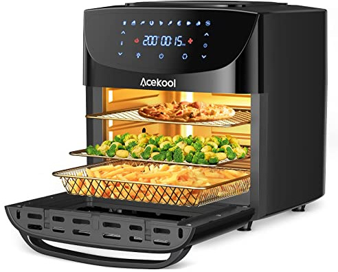 Friggitrice ad aria digitale 18L – Forno mini multifunzione 10 in 1 con rotisserie – Schermo touch – Tecnologia aria calda 360° – Accessori Privo di BPA lavabili in lavastoviglie – 1800W – Nero –