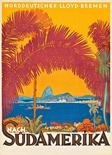Kunstdruck/Poster: Bernd Steiner Werbeplakat für die deutsche Reederei Norddeutscher Lloyd - hochwertiger Druck, Bild, Kunstposter, 70x95 cm