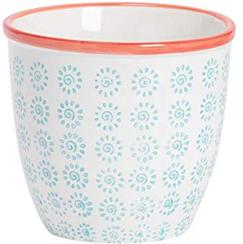 Nicola Spring Handgedruckter Pflanzentopf - 14cm - Türkis