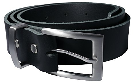 Wolfszeit Nickelfreier Gürtel aus schwarzem Rindleder (SBW-30)