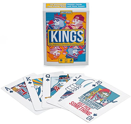 Kings Drinking Game Playing Cards - Wasserfest, Individualisierte Kunststoffkarten mit Anweisungen auf den Karten - Ring of Water, Waterfall, King's Cup von Brewski Brothers