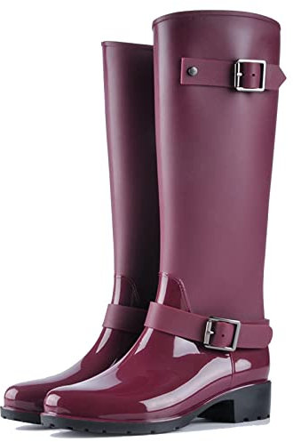 tqgold Stivali Alti da Pioggia per Donna 5 UK Rosso