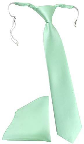 TigerTie Kinderkrawatte Einstecktuch in mint einfarbig Uni - vorgebundener Knoten (fest vernäht) mit Gummizug
