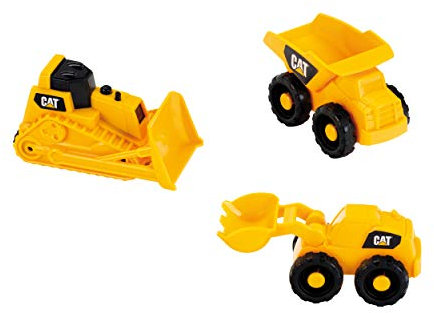 Theo Klein 3241 3236 Baustellenfahrzeuge 3 TLG CAT Baustellen-Fahrzeuge-Set für den Sandkasten, gelb