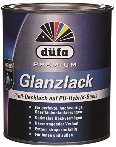 düfa Premium Glanzlack 750ml BLACK Profi-Decklack auf PU-Hybrid-Basis | Innen/Außen Buntlack schwarz