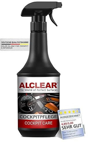 ALCLEAR 721CP Cura per Cockpit, 1.000 ml, Lucentezza Setosa per una Lucentezza Lussuosa e Discreta su Tutti i Materiali Plastici nell'Interno dell'Auto