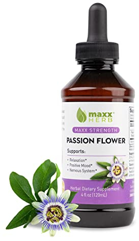 Maxx Herb Passion Flower Extract - Max Strength Passion-Flower Liquid Absorbs Better Than Capsules, for Relaxation and Stress Relief, Alcohol-Free - 4 Oz Bottle (60 Servings)