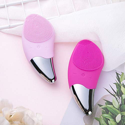 Cepillo de limpieza facial sónico 2 en 1 con masajeador facial exfoliante eléctrico recargable (cepillo de limpieza facial, rosa claro)