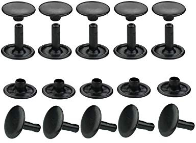 IstaTools Hohlnieten, Doppelkopf, rostfrei, Messing, in 6mm, 7mm, 9mm, 10mm oder 13mm (50, 13x11mm schwarz)