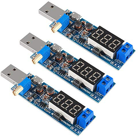 ALMOCN USB-Buck-Boost-Konverter, 3,5 V-12 V auf 1,2 V-24 V DC-DC, Step-Up-Step-Down-Netzteilmodul, Spannungsregler 5 V auf 3,3 V, 9 V, 12 V, 18 V, 24 V, 3 Stück