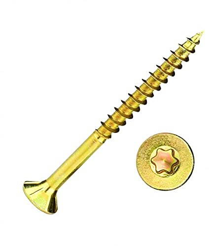 Spanplattenschrauben 6,0 x 40 mm 500 Stück mit I-Stern, Senkkopf, Teilgewinde und Fräsrippen unter dem Kopf