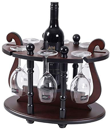 Estante para botellas de vino Estante de vino de metal de pie libre con soporte de vidrio, estante de vino de mesa de madera, perfecto para decoración del hogar/bar/bodega Mueble vinoteca manejabl