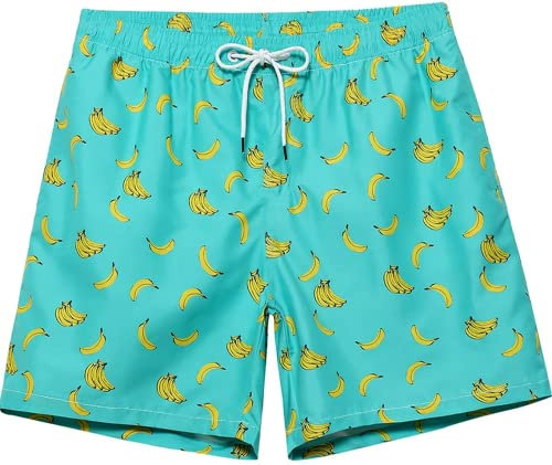 Lösende Badehose Streich Stuff Lustige Shorts Gag Geschenke für Bruder Freund Junggesellenabschied im Schwimmbad, Banane Cyan, 4XL