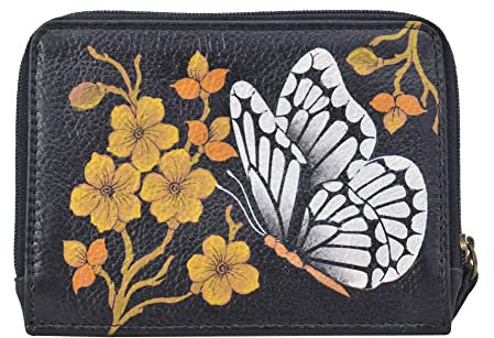 Anna by Anuschka Damen-Geldbörse, handbemalt, echtes Leder, Butterfly Dusk, Einheitsgröße