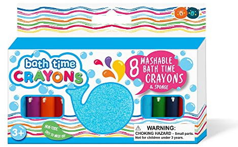 8pc Bath Time Washable Crayons w/ Sponge Kids/Children Writing/Drawing Pen 3y+, Multi Colours